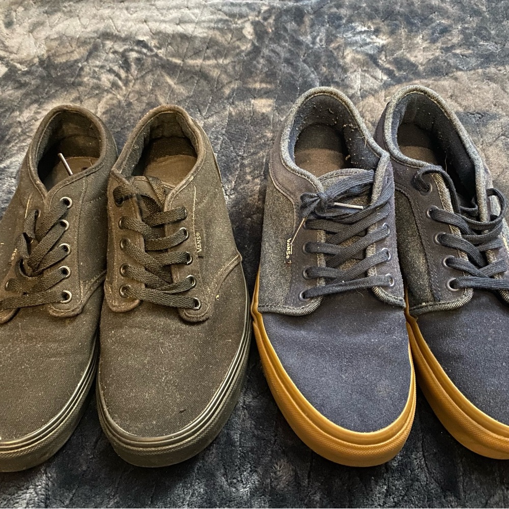 Vans Black and Gray Sneakers Classic Skate Style
